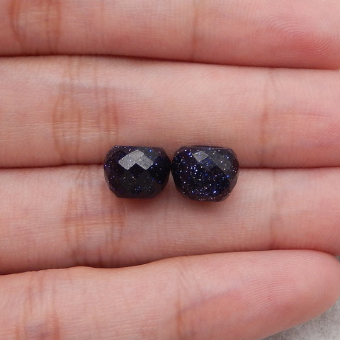 Blue Sand Sun Sitara Gemstone Earring Beads, Top Half Drilled,Jewelry DIY Making, 8x10mm, 2.3g