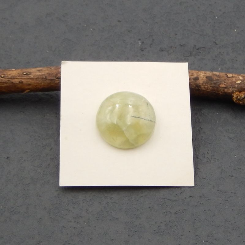 Cabochon rond de 17 mm en pierre précieuse de préhnite naturelle, 17 x 17 x 5 mm, 3,4 g
