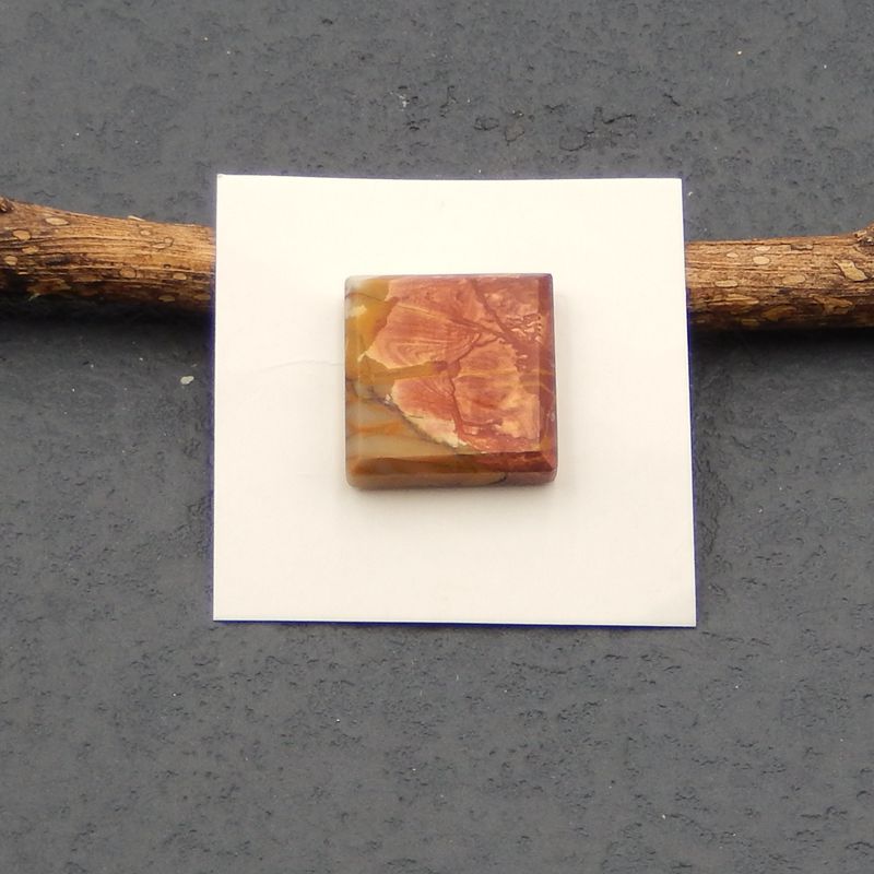 Cabochon en pierres précieuses de jaspe rouge naturel, 18x18x5 mm, 4,0 g