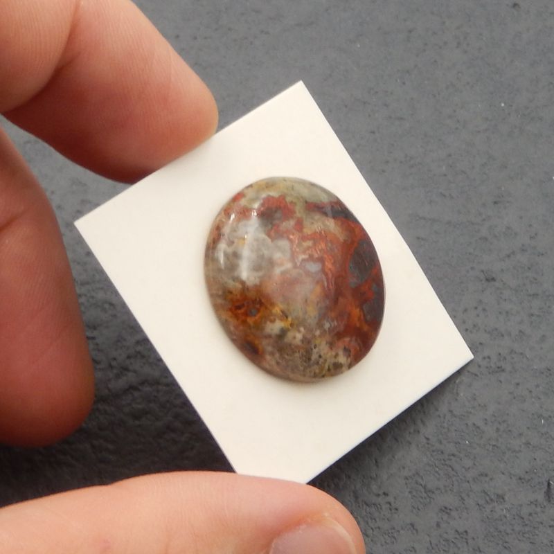 天然玛瑙宝石 25 毫米圆形凸圆形，25x25x6mm，5.8g