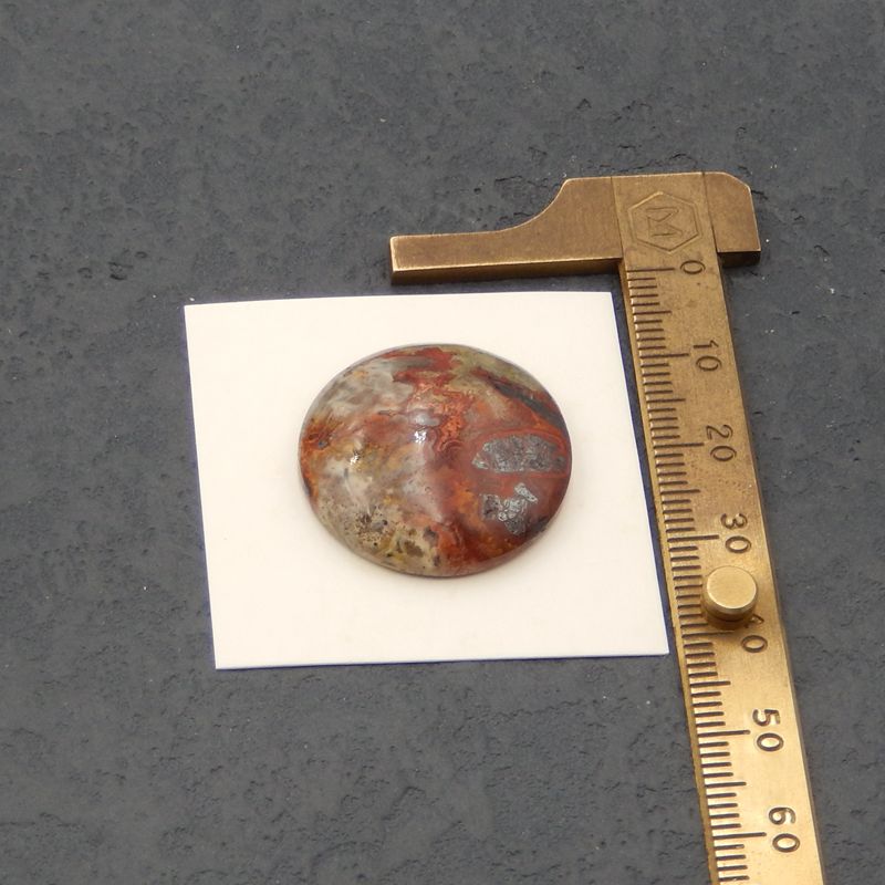 天然玛瑙宝石 25 毫米圆形凸圆形，25x25x6mm，5.8g
