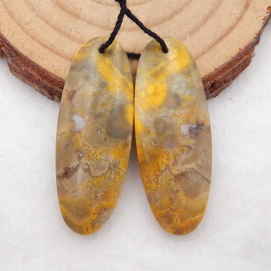 Natural BumbleBee Jasper Earring Beads 36x14x4mm, 6.8g