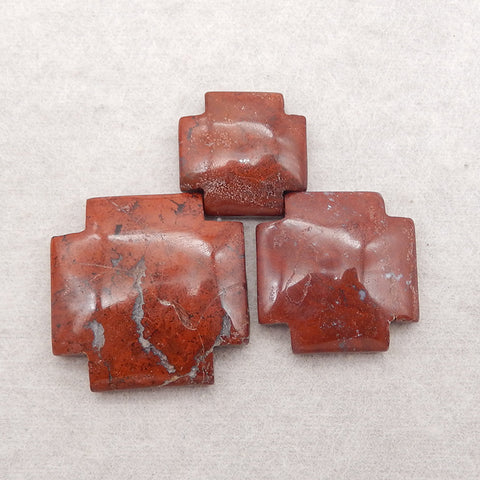 3 PCS Natural Breciated Red Jasper Cabochons,30x6mm,20x6mm, 20.5g