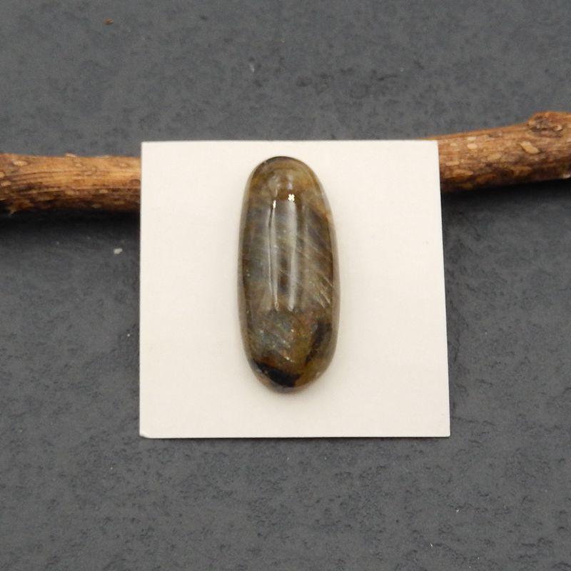 Cabochon en pierres précieuses de labradorite naturelle, 31x13x8 mm, 5,9 g