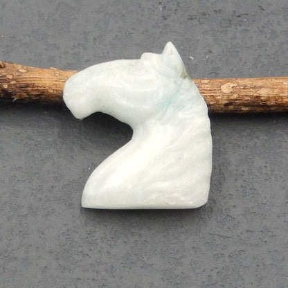 Natural Hemimorphite Carved horse head Cabochon 36x30x8mm, 12.8g