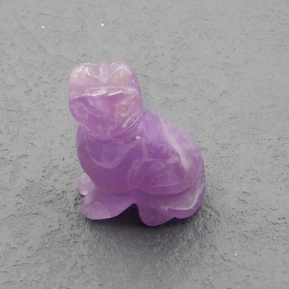 Natural Amethyst Carved Cat Cabochon 40x26x17mm, 21.6g
