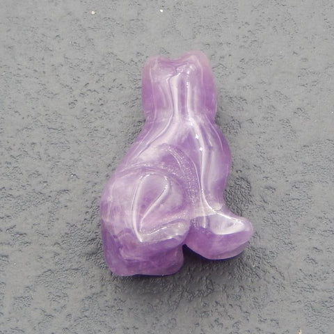 Natural Amethyst Carved Cat Cabochon,40x26x17mm, 21.6g