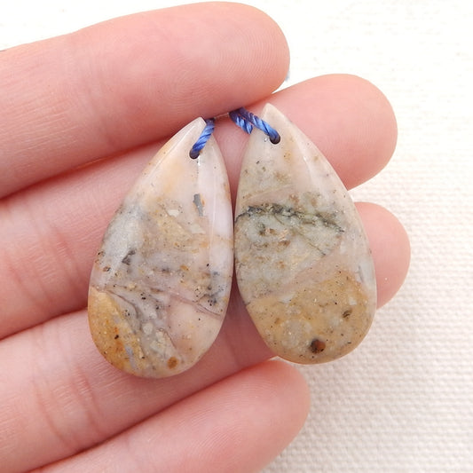 Natural Pink Opal Earring Beads 30x16x5mm, 6.2g