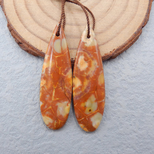 Natural Rhyolite Bird's Eye Jasper Earring Beads 43x13x5mm, 7.7g
