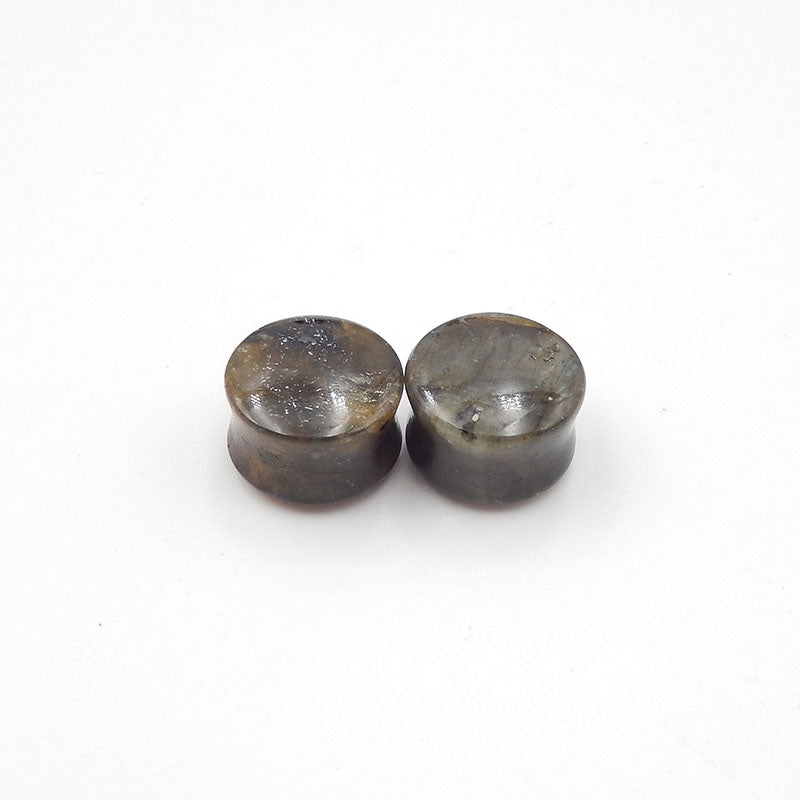16mm Labradorite Ear Plugs with hump face and back, 13mm thickness, 1.5mm flare