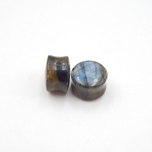 16mm Labradorite Ear Plugs with hump face and back, 13mm thickness, 1.5mm flare