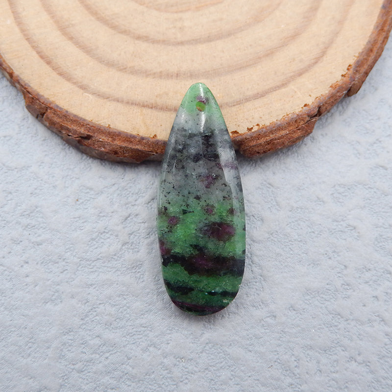Natural Ruby And Zoisite Pendant Bead 30x11x5mm, 3.6g