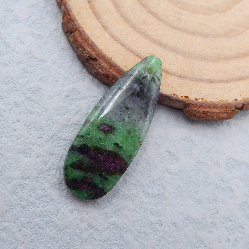 Natural Ruby And Zoisite Pendant Bead 30x11x5mm, 3.6g
