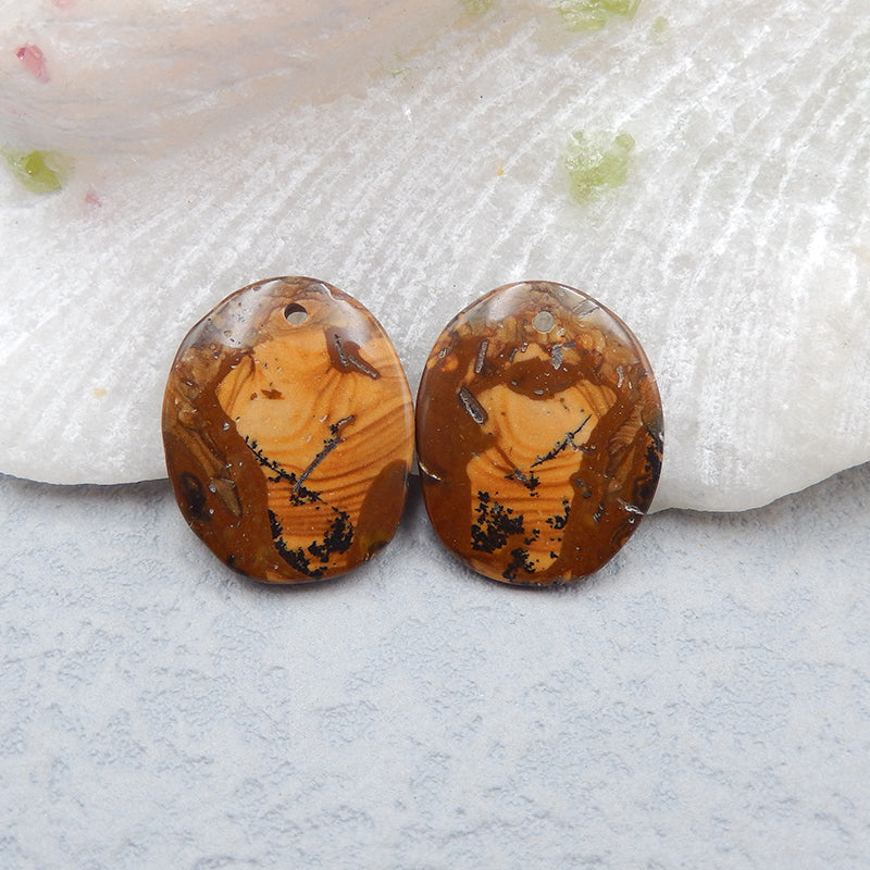 Natural Biggs Jasper Earring Beads 20X17X3mm, 3.5g