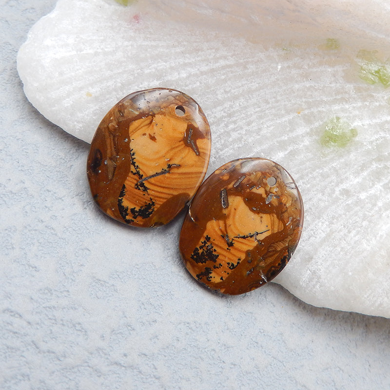 Natural Biggs Jasper Earring Beads 20X17X3mm, 3.5g