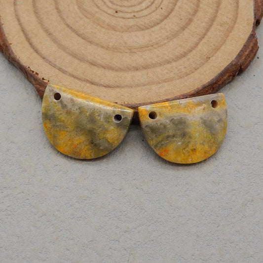 Natural Bumblebee Jasper Earring Beads 14*20*4mm, 4.2g