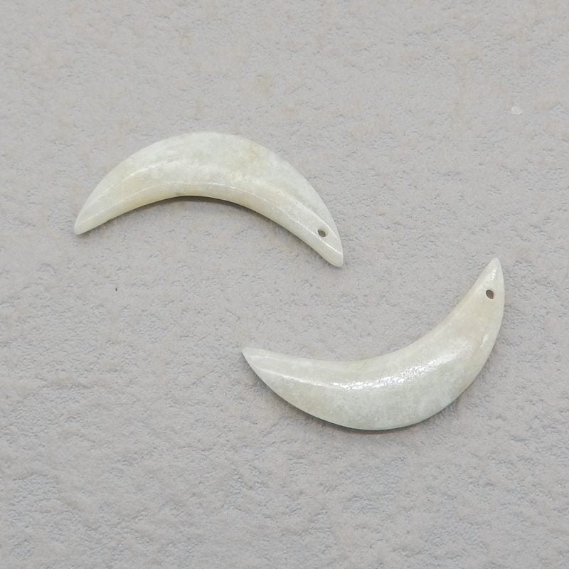 Natural Amazonite Carved moon Earring Beads 33x25x4mm, 5.1g