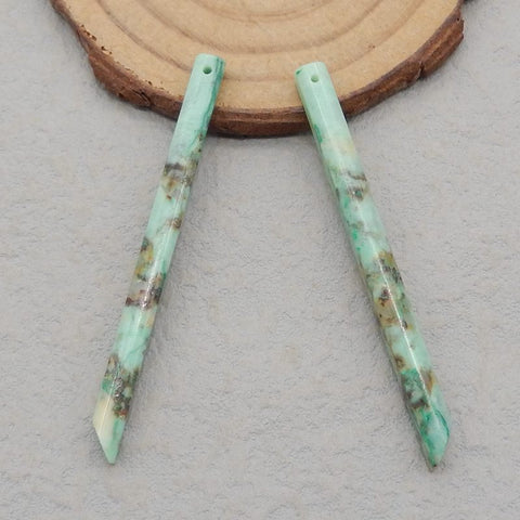 Natural Chrysocolla long Earring Beads 56*4*4mm, 5.3g