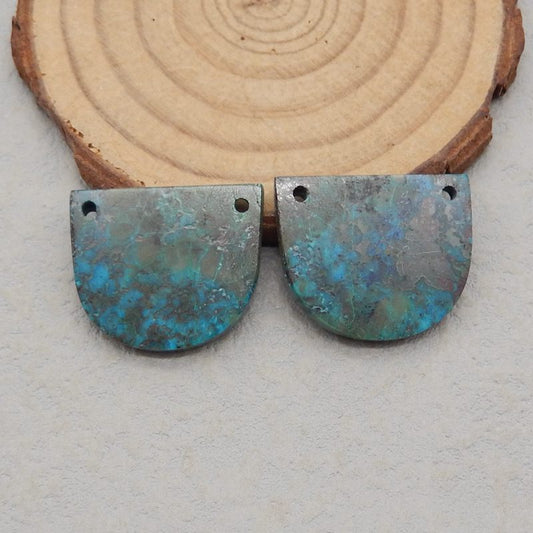 Natural Blue Chrysocolla Earring Beads 20*24*3mm, 7.1g