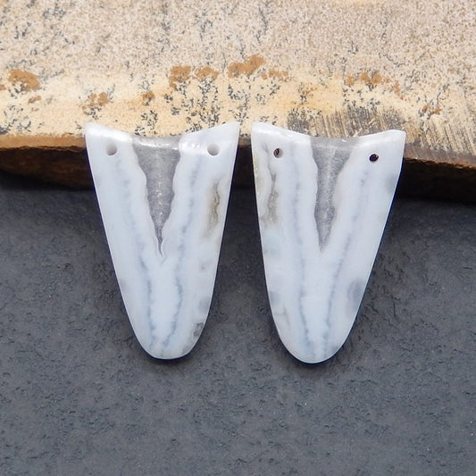 Natural Blue Lace Agate Earring Beads 25*17*3mm, 4.2g