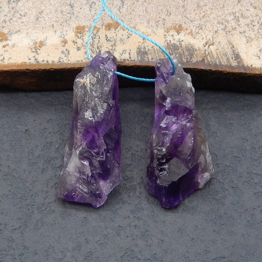 Natural Amethyst Earring Beads 30*15*9mm, 7.7g