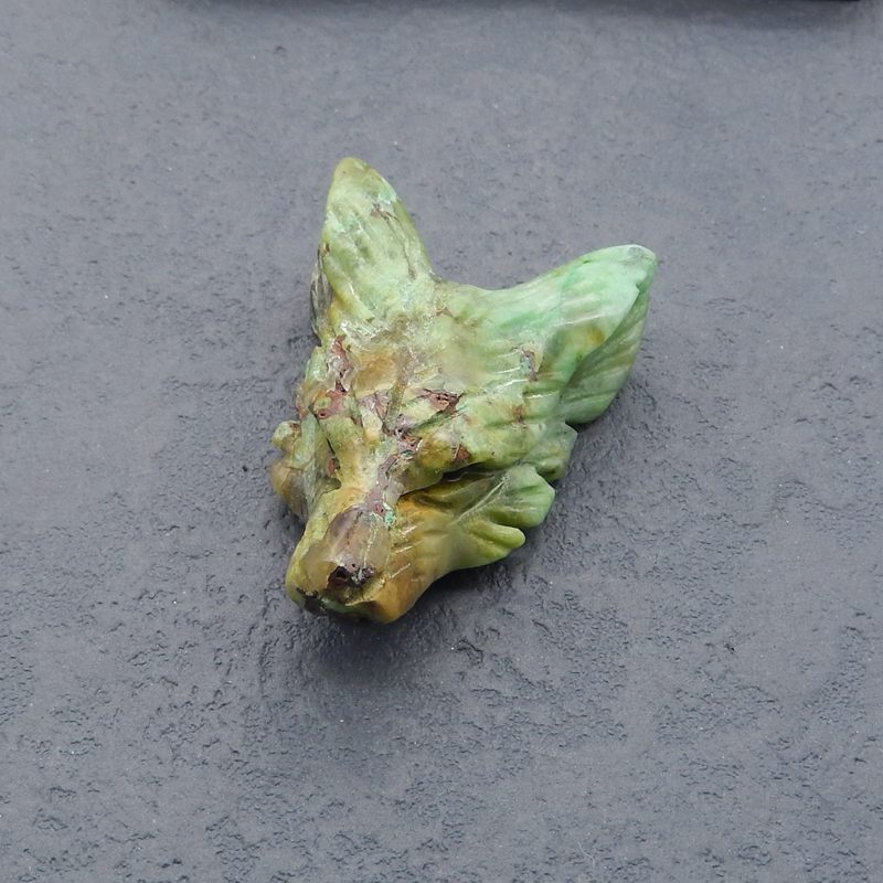 Natural Chrysocolla Carved wolf head Pendant Bead 39*27*15mm, 15.6g