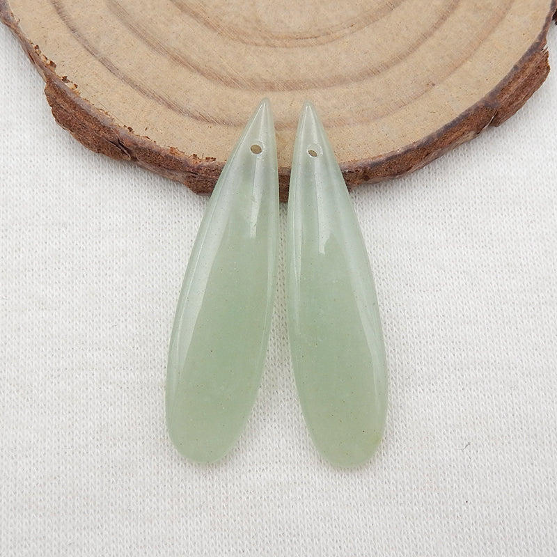 绿色 Aventurine 泪珠耳环一对，用于制作耳环的石头，40x9x4 毫米，4.5 克