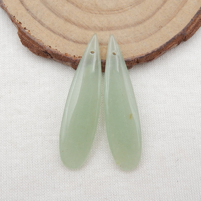 绿色 Aventurine 泪珠耳环一对，用于制作耳环的石头，40x9x4 毫米，4.5 克