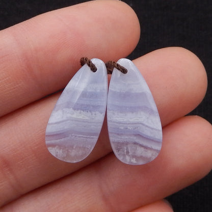 Natural Blue Lace Agate Earring Beads 18x10x4mm, 2.3g