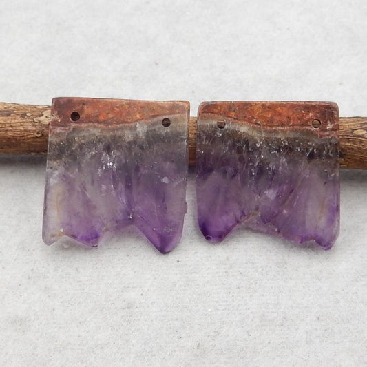 Natural Amethyst Earring Beads 22*20*3mm, 6.2g