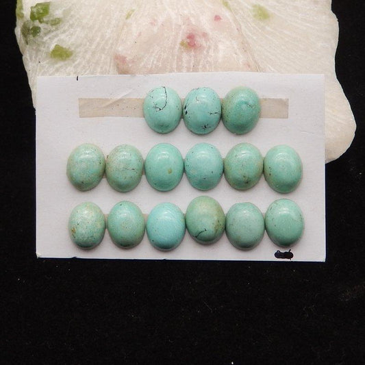 15 pcs Natural Turquoise Cabochons 11x9x4mm, 9.3g