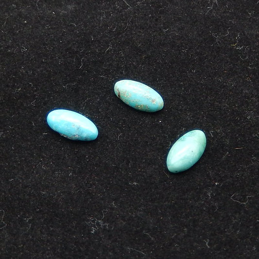3 pcs Natural Turquoise Cabochons 12*6*3mm, 1.6g