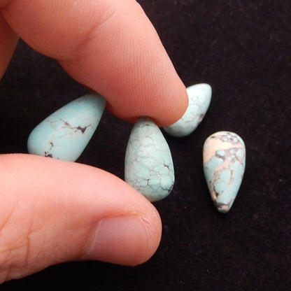 4 pcs Natural Turquoise Pendant Beads 18x8mm, 17x8mm, 4.7g