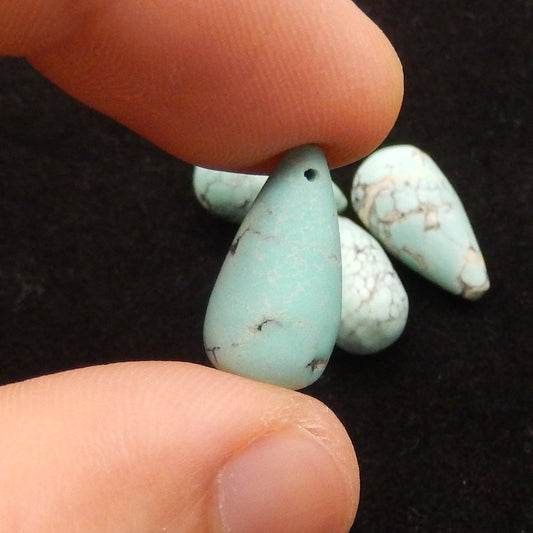 4 pcs Natural Turquoise Pendant Beads 18x8mm, 17x8mm, 4.7g