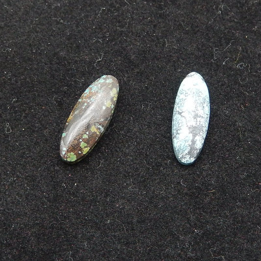 2 pcs Natural Turquoise Cabochons 20x7x5mm, 20x7x4mm, 2.5g