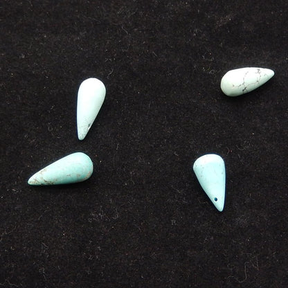 4 pcs Natural Turquoise Pendant Beads 18x8mm, 17x8mm, 4.7g