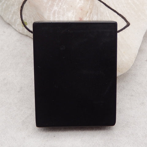 Natural Obsidian, Howlite And Picture Jasper  Intarsia Gemstone Pendant Bead, Side Drilled Gemstone Pendant,Handmade Pendant Gift, 43x33x6mm, 22.6g