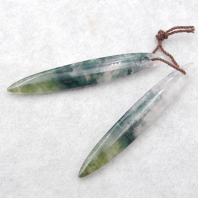 Natural Moss Agate Earring Beads 54*9*5mm, 6.5g
