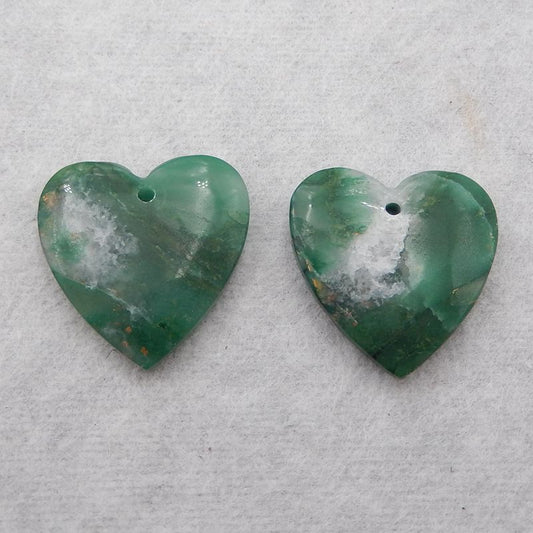Natural Moss Agate Earring Beads 20*20*5mm, 5.8g