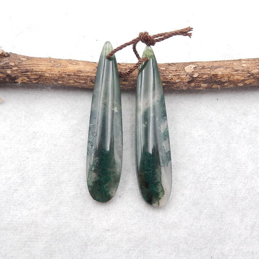 Natural Moss Agate Earring Beads 42*9*6mm, 6.2g