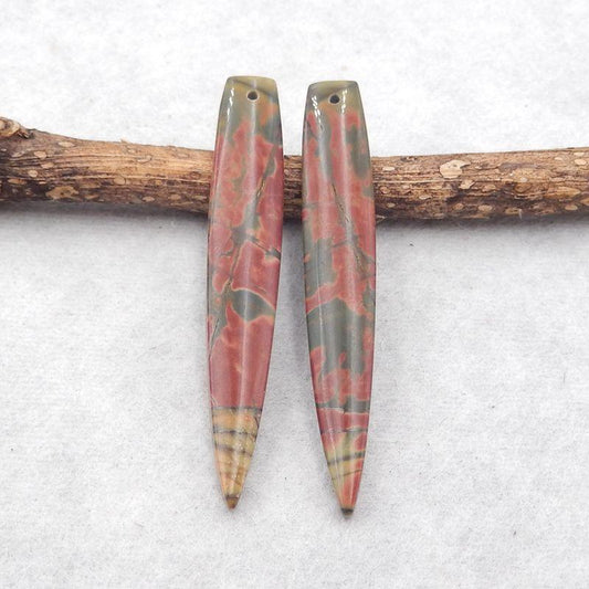 Natural Red Creek Jasper Earring Beads 50*8*4mm, 6.7g - Gomggsale