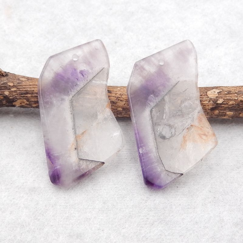 Natural Amethyst Earring Beads 30*22*3mm. 6.4g