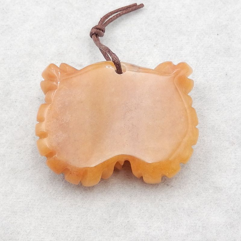 Natural Yellow Jade Carved owl Pendant Bead 31*38*12mm, 18.9g