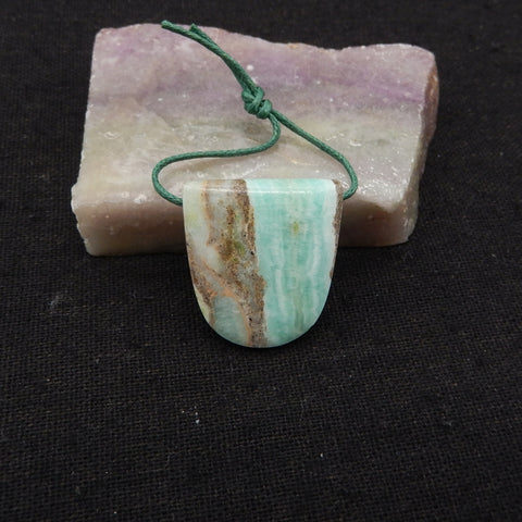 Natural Hemimorphite Side Drilled Gemstone Pendant Bead, 26x24x7mm, 8.4g