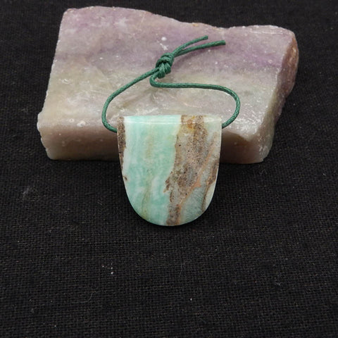 Natural Hemimorphite Side Drilled Gemstone Pendant Bead, 26x24x7mm, 8.4g