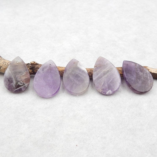 5 pcs Natural Amethyst Pendant Beads 30*20*3mm,, 18.4g