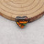 Natural Flash Canadian Ammonite, Obsidian And White Quartz Intarsia Heart Gemstone Cabochon, 11x11x4mm, 0.7g