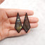 Hot Sale! Natural Flash Labradorite And Obsidian Intarsia Tie Shape Gemstone Earring Beads, 47x18x5mm, 9g