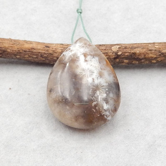 Natural Indonesian Fossil Coral Pendant Bead 34*26*12, 14.0g