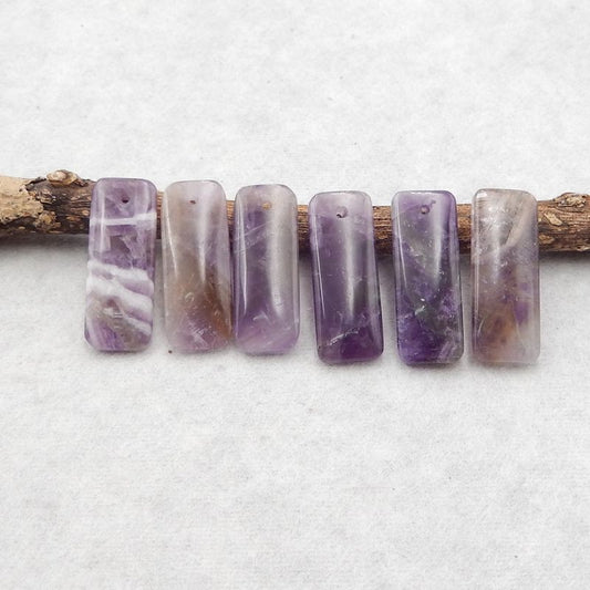 6 pcs Natural Amethyst Pendant Beads 26*10*4mm, 13.3g